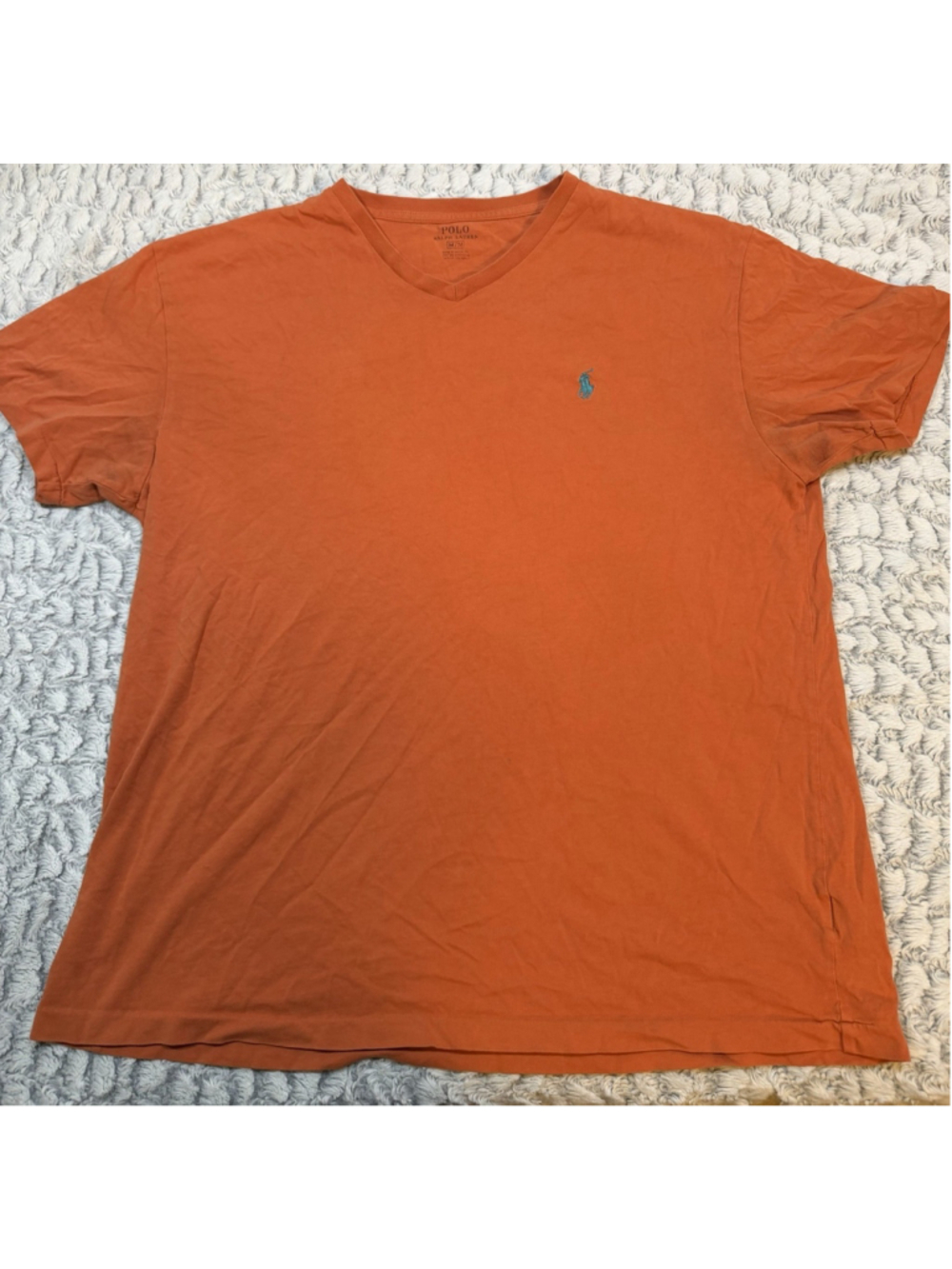 Polo Ralph Lauren Men's Orange Logo Solid V-Neck Short Sleeve T-Shirt M